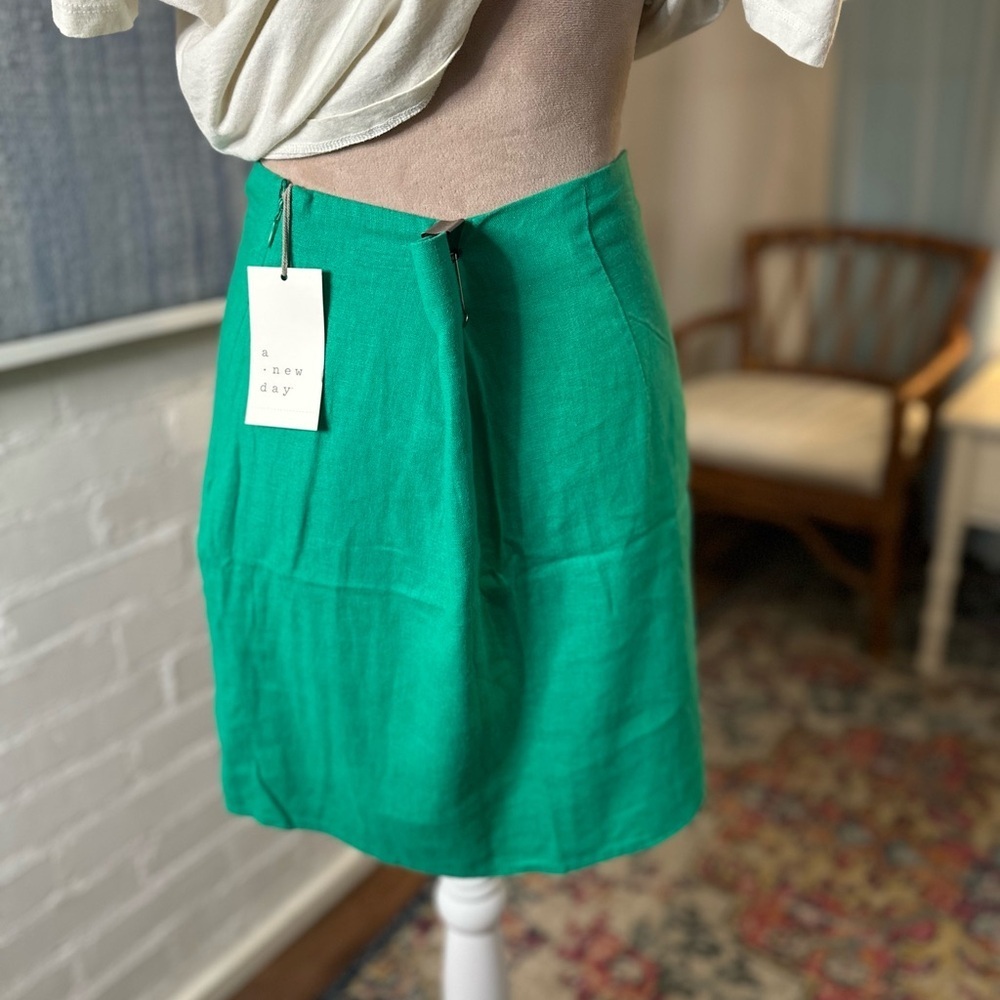 NWT A New Day Green Linen Blend Mini Skirt - Picture 7 of 12